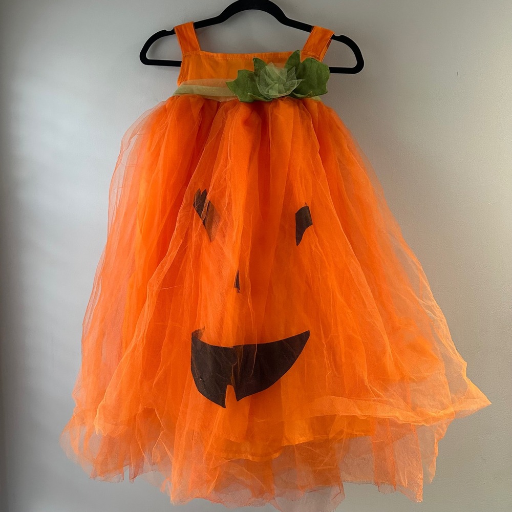 Pottery Barn Kids Pumpkin Tutu Dress Girls 7-8 Orange Jack-O-Lantern Costume